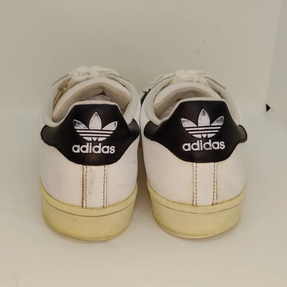Adidas Super Star Mens Pre-owned White w/Black Striped Sneakers - sz. 11